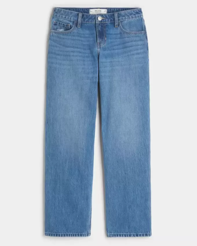Jeans larghi a vita bassa con lavaggio medio