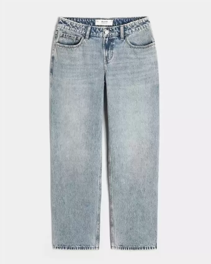 Jeans larghi a vita bassa con lavaggio medio