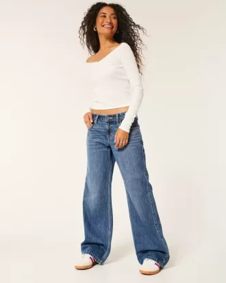 Jeans larghi a vita bassa con lavaggio scuro