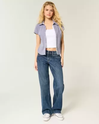 Jeans larghi a vita bassa con lavaggio scuro