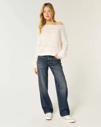 Jeans larghi a vita bassa con lavaggio scuro