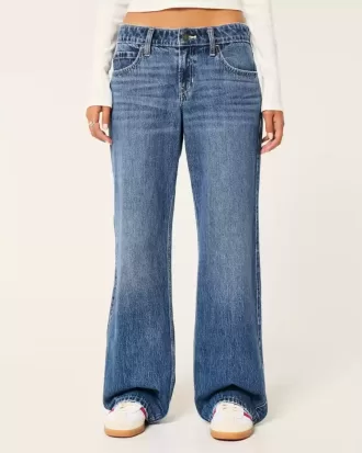Jeans larghi a vita bassa con lavaggio scuro