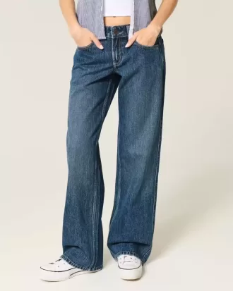 Jeans larghi a vita bassa con lavaggio scuro