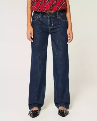 Jeans larghi a vita bassa con lavaggio scuro