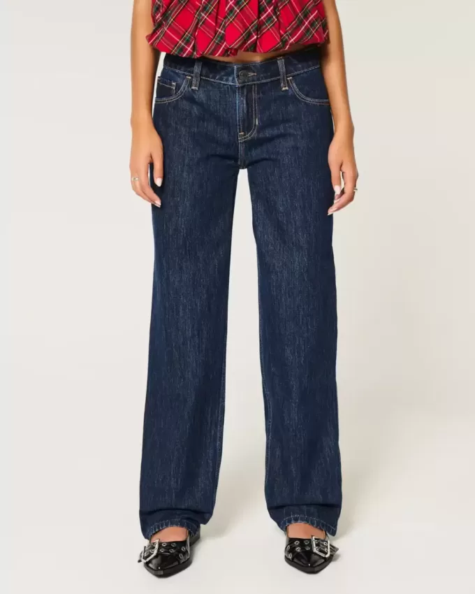Jeans larghi a vita bassa con lavaggio scuro