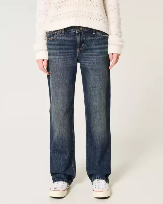 Jeans larghi a vita bassa con lavaggio scuro