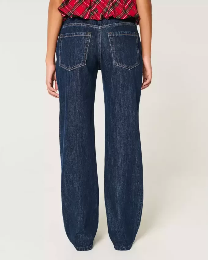 Jeans larghi a vita bassa con lavaggio scuro
