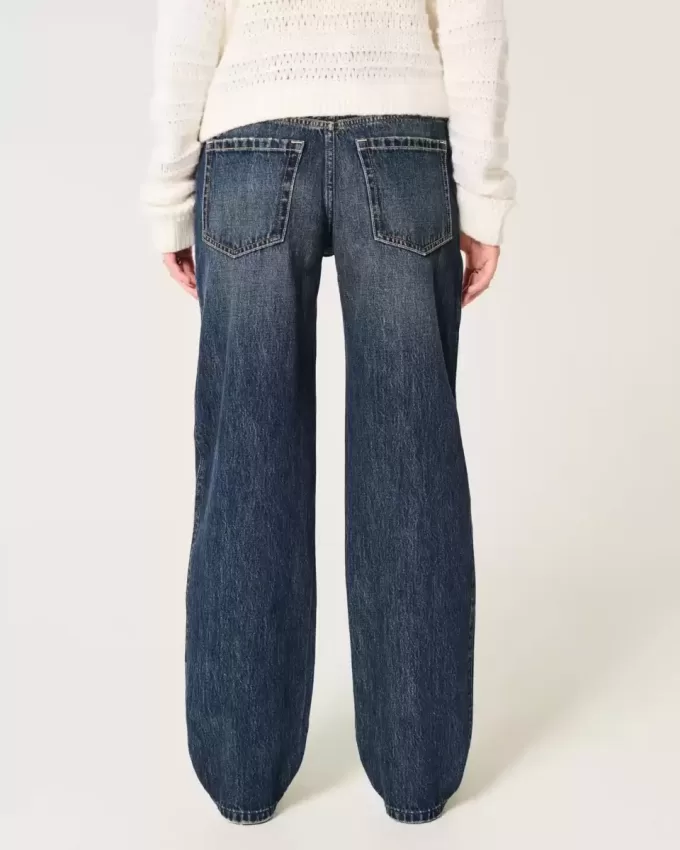 Jeans larghi a vita bassa con lavaggio scuro