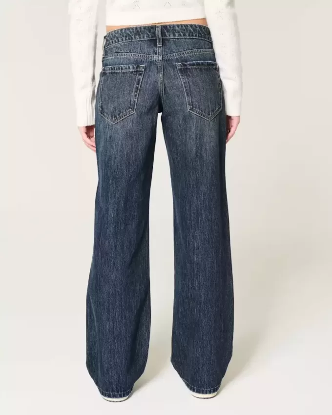 Jeans larghi a vita bassa con lavaggio scuro