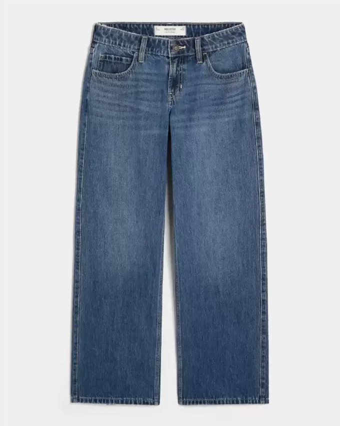 Jeans larghi a vita bassa con lavaggio scuro