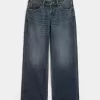 Jeans larghi a vita bassa con lavaggio scuro