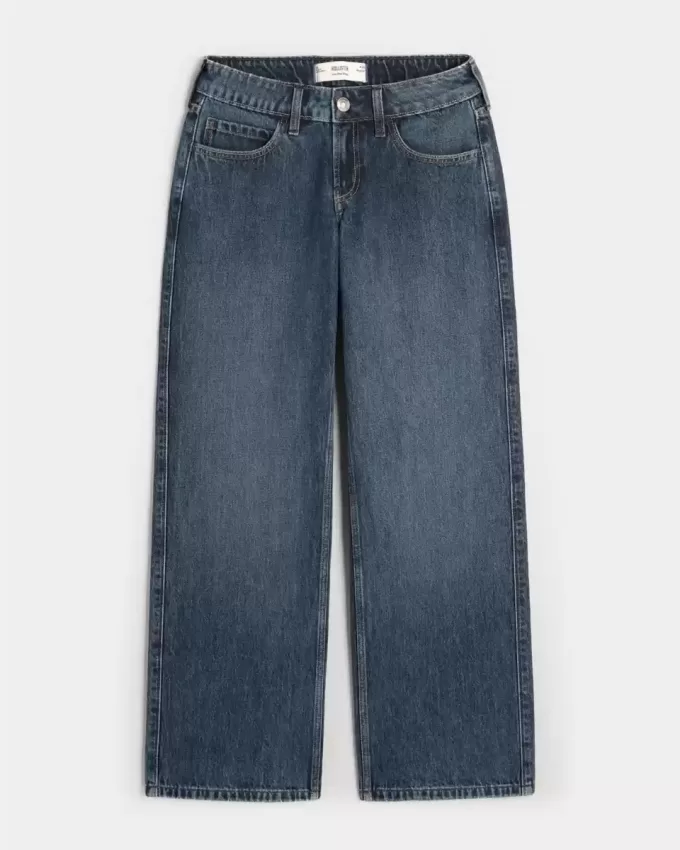 Jeans larghi a vita bassa con lavaggio scuro