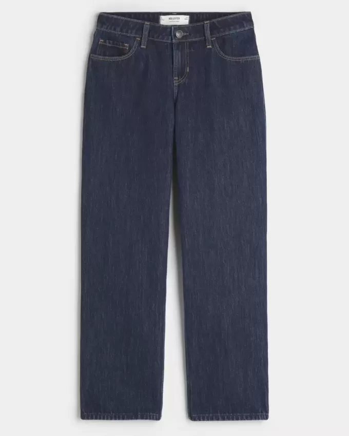 Jeans larghi a vita bassa con lavaggio scuro