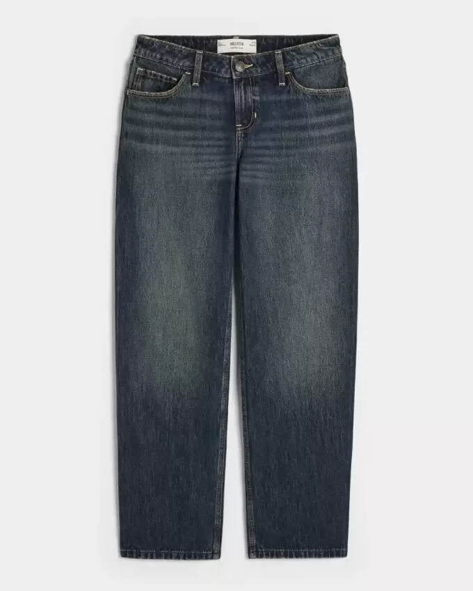 Jeans larghi a vita bassa con lavaggio scuro