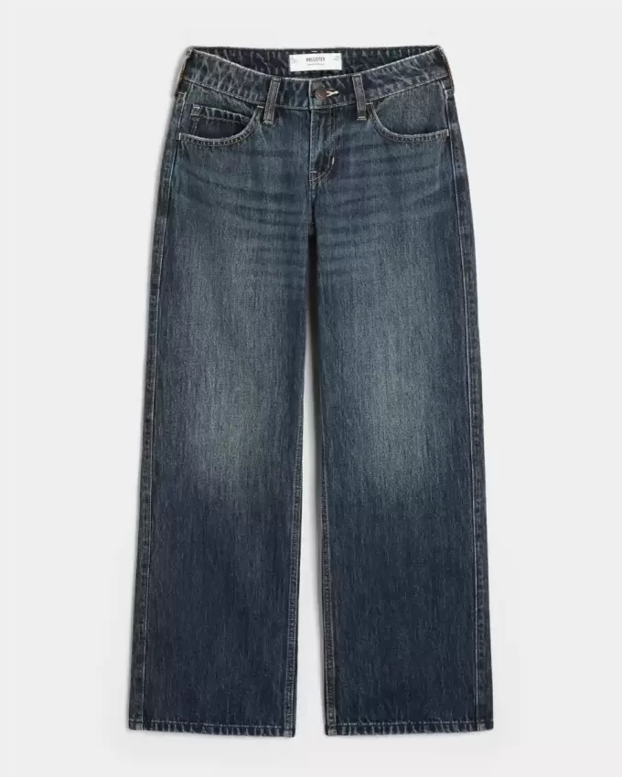 Jeans larghi a vita bassa con lavaggio scuro
