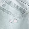 Jeans larghi a vita bassa con ricamo a stella e lavaggio chiaro