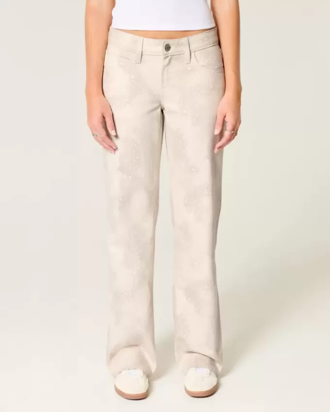 Jeans larghi a vita bassa con stampa Doe