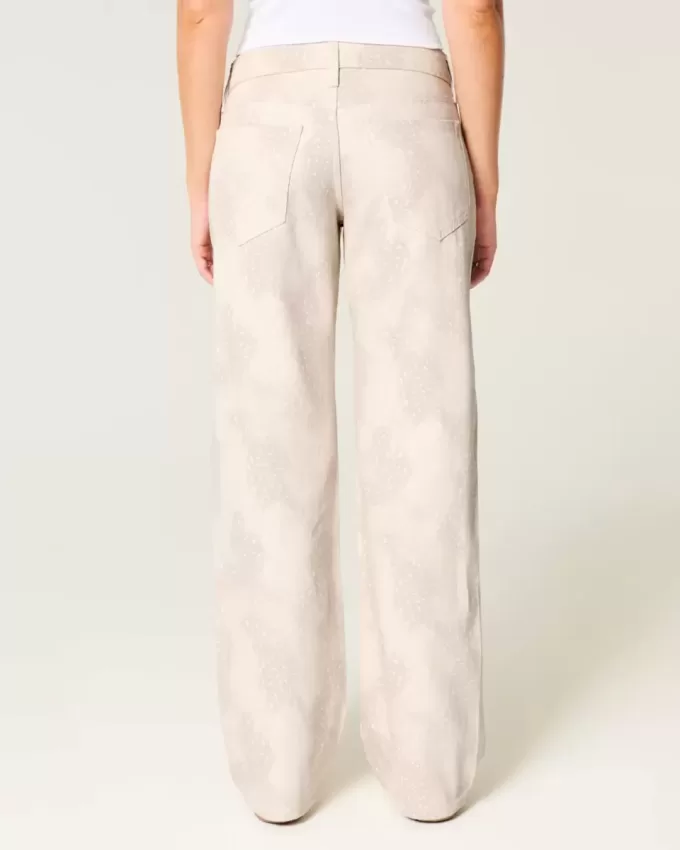 Jeans larghi a vita bassa con stampa Doe