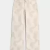Jeans larghi a vita bassa con stampa Doe