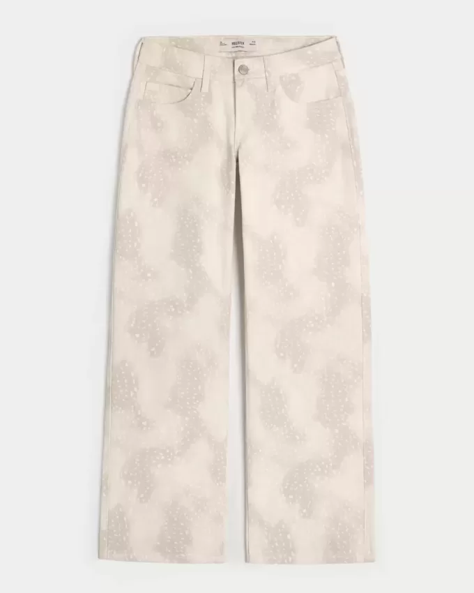 Jeans larghi a vita bassa con stampa Doe