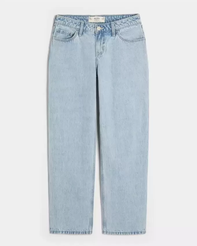 Jeans larghi a vita bassa e lavaggio chiaro