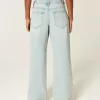Jeans larghi a vita bassa e regolabile, lavaggio chiaro