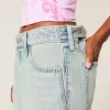 Jeans larghi a vita bassa e regolabile, lavaggio chiaro