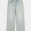 Jeans larghi a vita bassa e regolabile, lavaggio chiaro