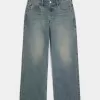 Jeans larghi a vita bassa e regolabile, lavaggio medio