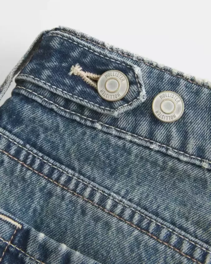 Jeans larghi a vita bassa e regolabile, lavaggio medio