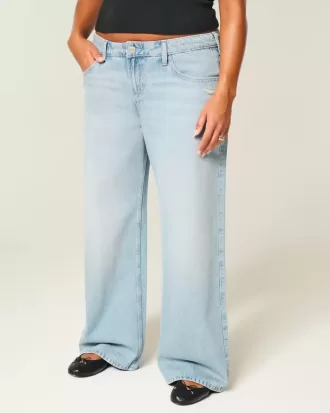 Jeans larghi a vita bassa effetto consumato
