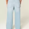 Jeans larghi a vita bassa effetto consumato