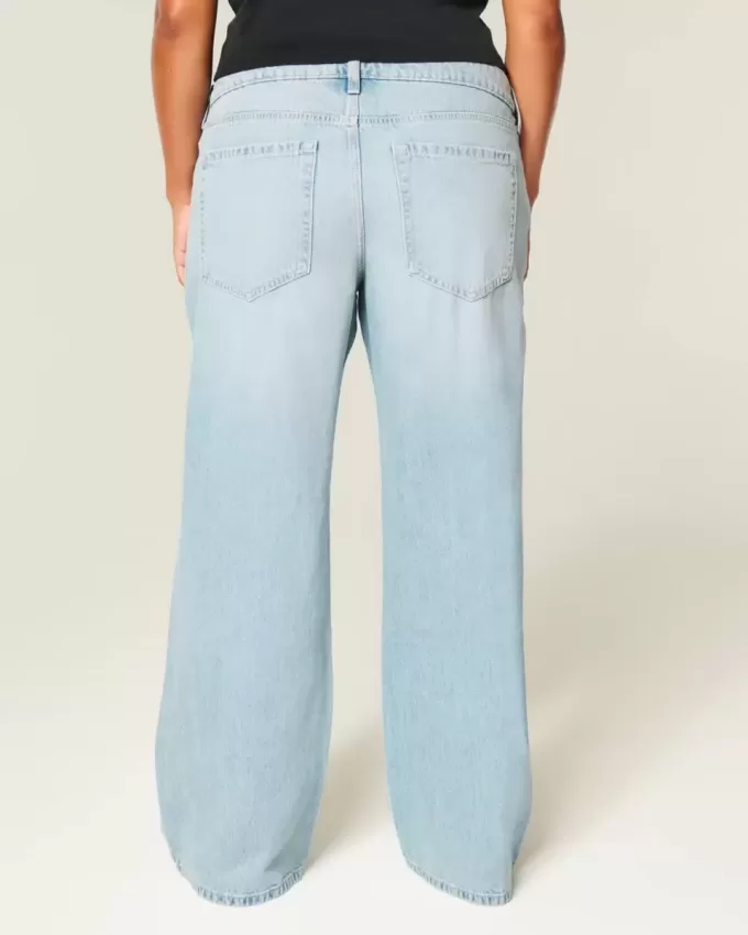 Jeans larghi a vita bassa effetto consumato