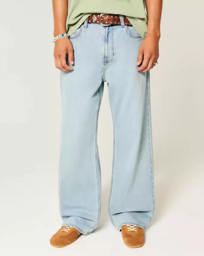 Jeans larghi bootcut lavaggio chiaro