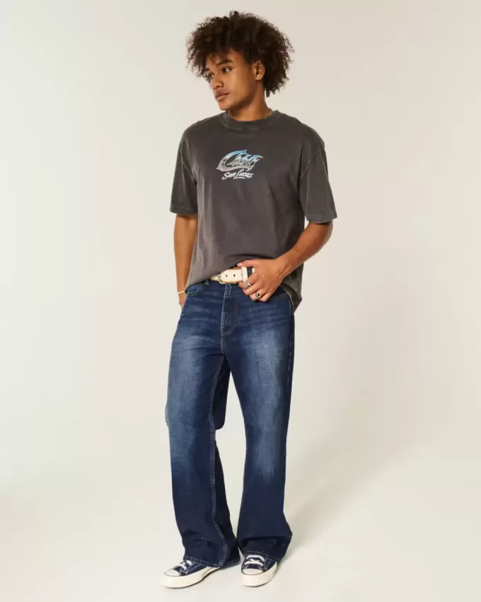 Jeans larghi bootcut lavaggio scuro