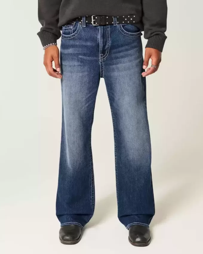 Jeans larghi bootcut lavaggio scuro