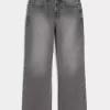 Jeans larghi bootcut ricamati neri lavati