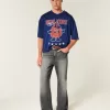 Jeans larghi bootcut ricamati neri lavati