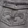 Jeans larghi bootcut ricamati neri lavati