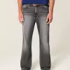 Jeans larghi bootcut ricamati neri lavati