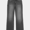 Jeans larghi bootcut ricamati neri lavati