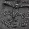 Jeans larghi bootcut ricamati neri lavati