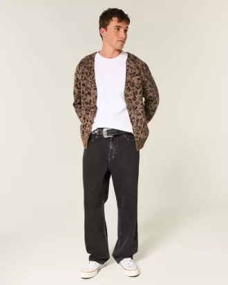 Jeans larghi borchiati neri lavati