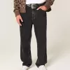Jeans larghi borchiati neri lavati