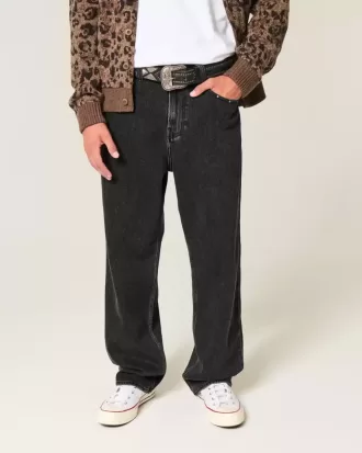 Jeans larghi borchiati neri lavati