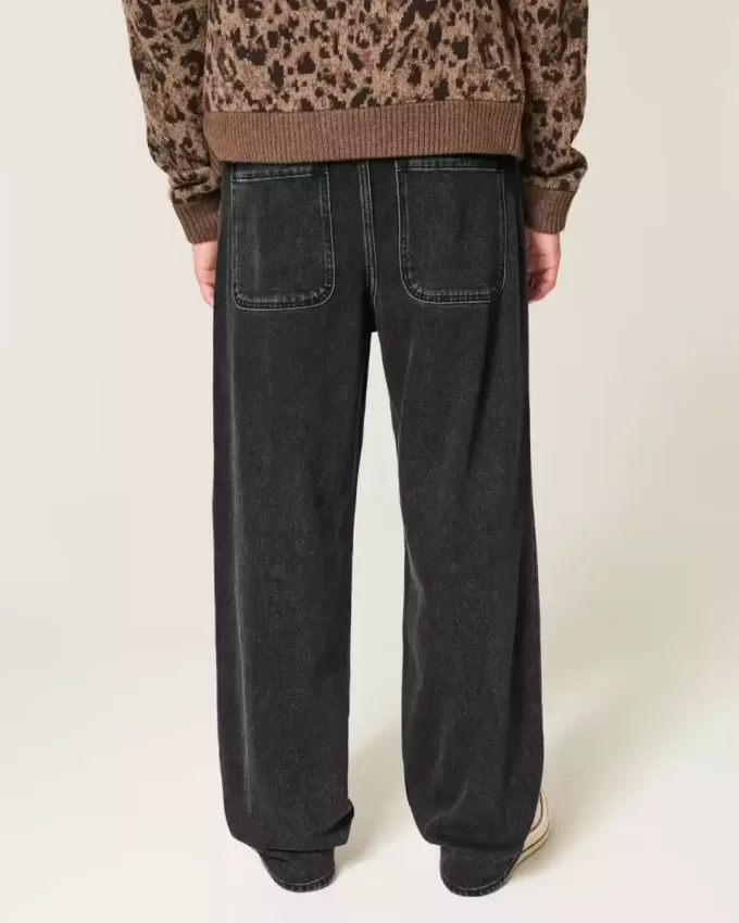 Jeans larghi borchiati neri lavati