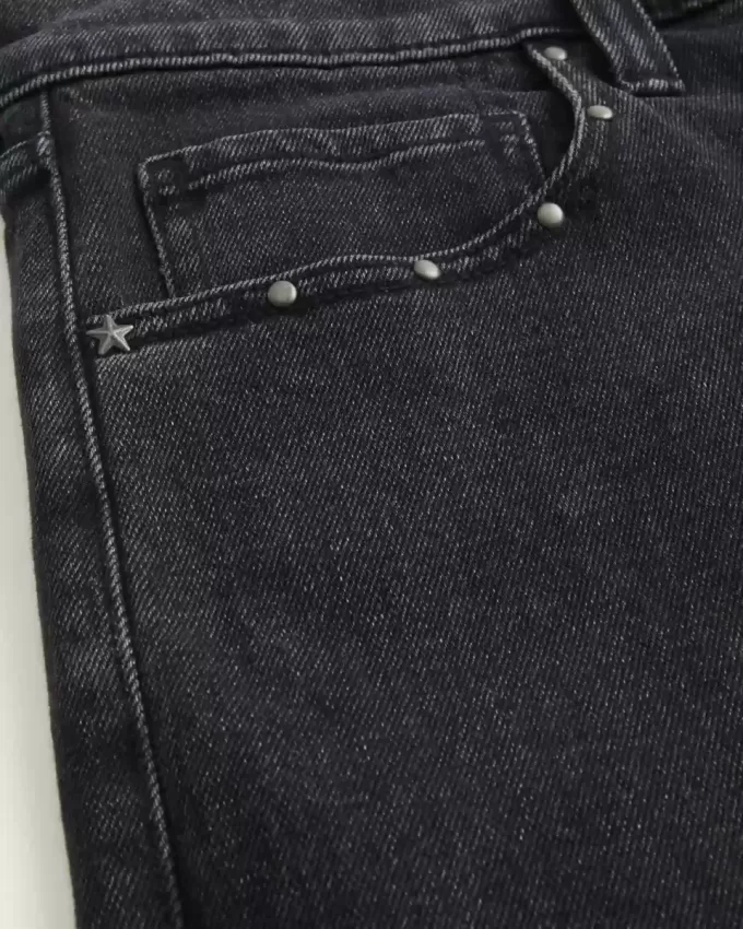 Jeans larghi borchiati neri lavati