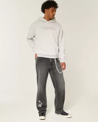 Jeans larghi con grafica a stella nera lavata
