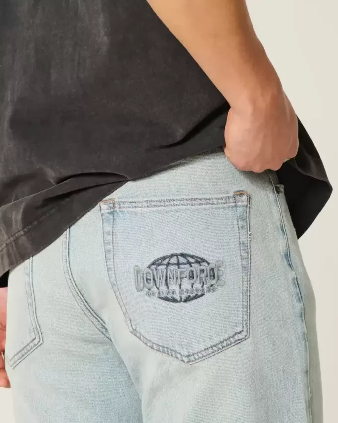 Jeans larghi con grafica Downforce Racing Light Wash