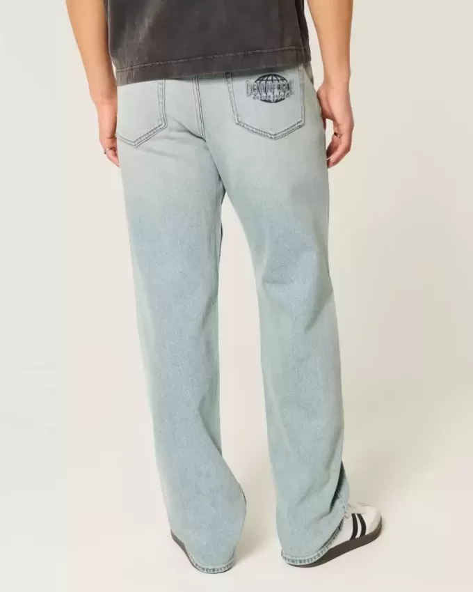 Jeans larghi con grafica Downforce Racing Light Wash